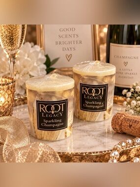 Root Legacy Sparkling Champagne Scented Votive Candles Set of 2 New Vintage